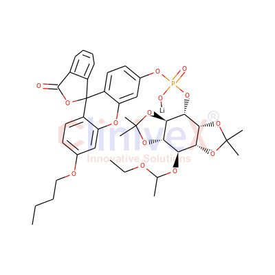 O-(N-Butylfluorescein)-O-{3-[6-O-(D,L-1-ethoxyethyl)-1,2:4,5-bis-O-(1-methylethylidene)-D,L-myo-inositol]}phosphate, Lithium Salt
