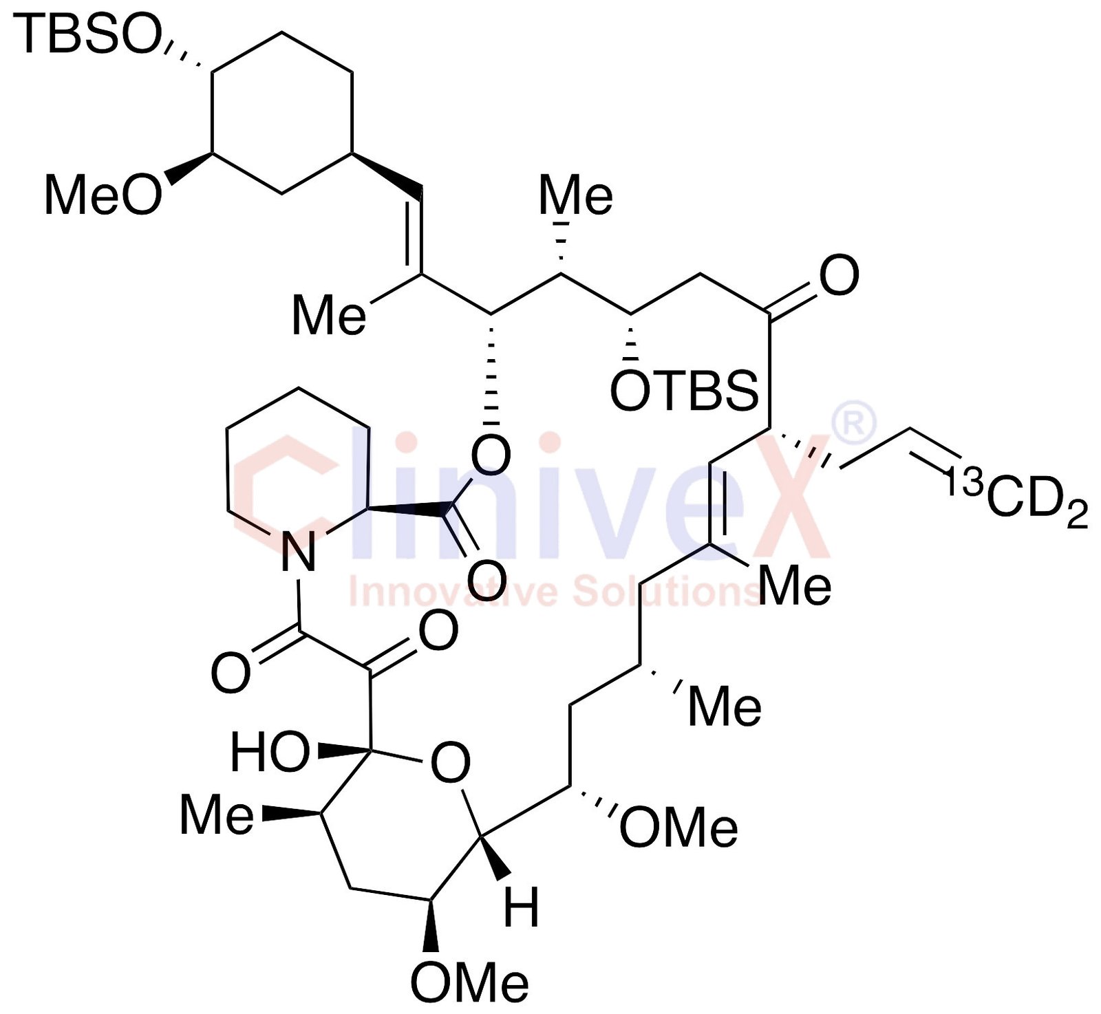 24,32-Bis-O-(tert-butyldimethylsilyl)-FK-506-13C, D2 (Major)