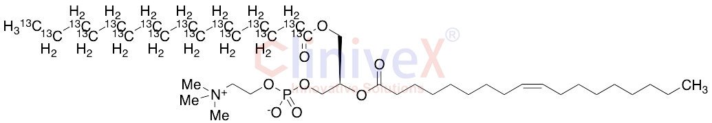 1-Palmitoyl-2-oleoyl-sn-glycerol-3-phosphocholine-13C16 (Contained up to 2% unlabeled)