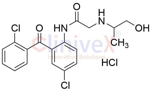 N-(4-Chloro-2-(2-chlorobenzoyl)phenyl)-2-((1-hydroxypropan-2-yl)amino)acetamide Hydrochloride