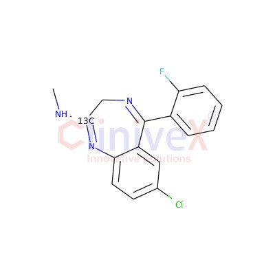 7-Chloro-5-(2-fluorophenyl)-2-methylamino-3H-1,4-benzodiazepine-13C1